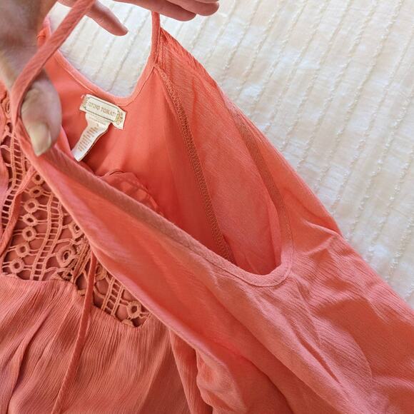 Flying Tomato Boho Cold Shoulder Coral Dress size Small - Picture 4 of 4